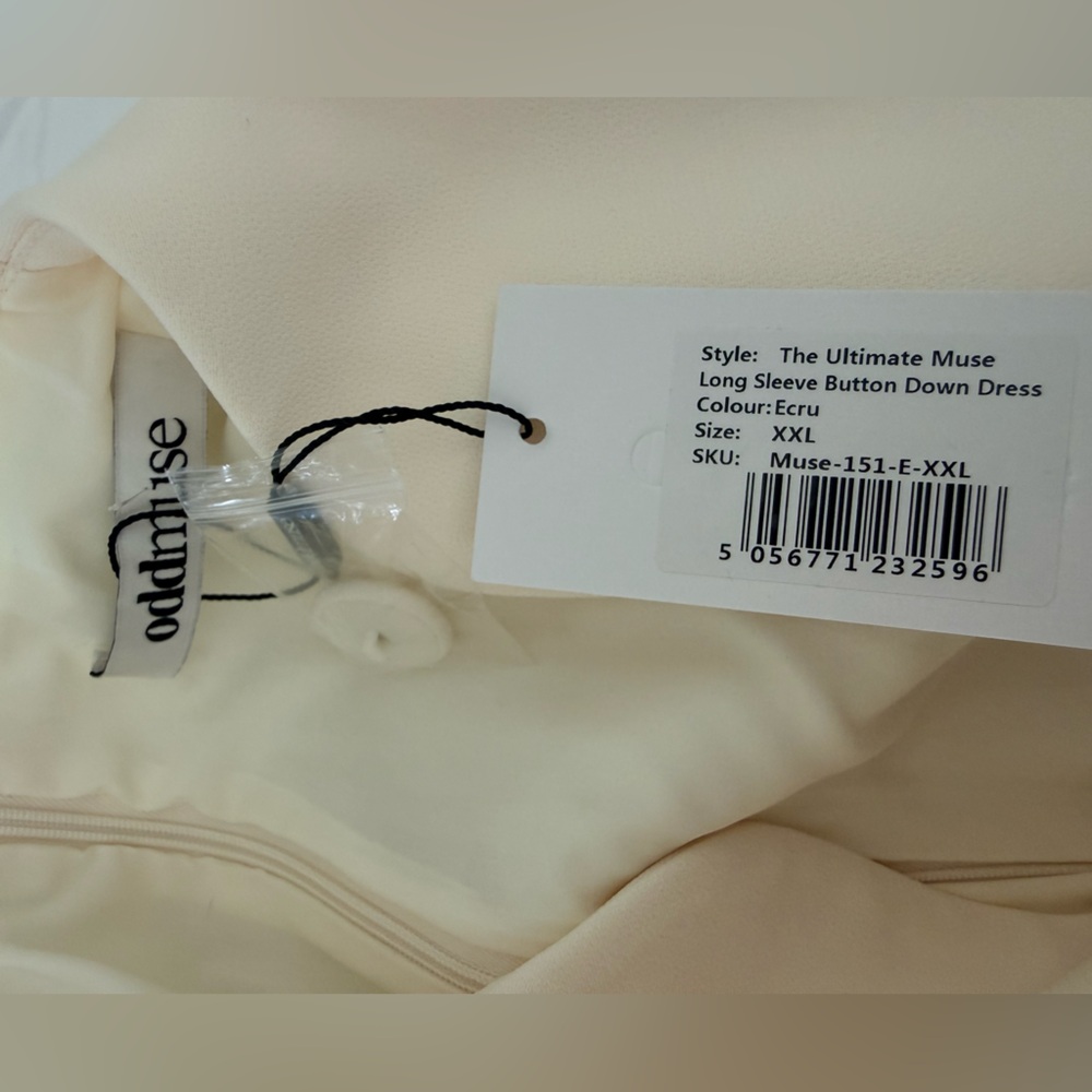 NWT Odd Muse The Ultimate Muse Long Sleeve Button Down Dress Ecru XXL - Picture 7 of 11
